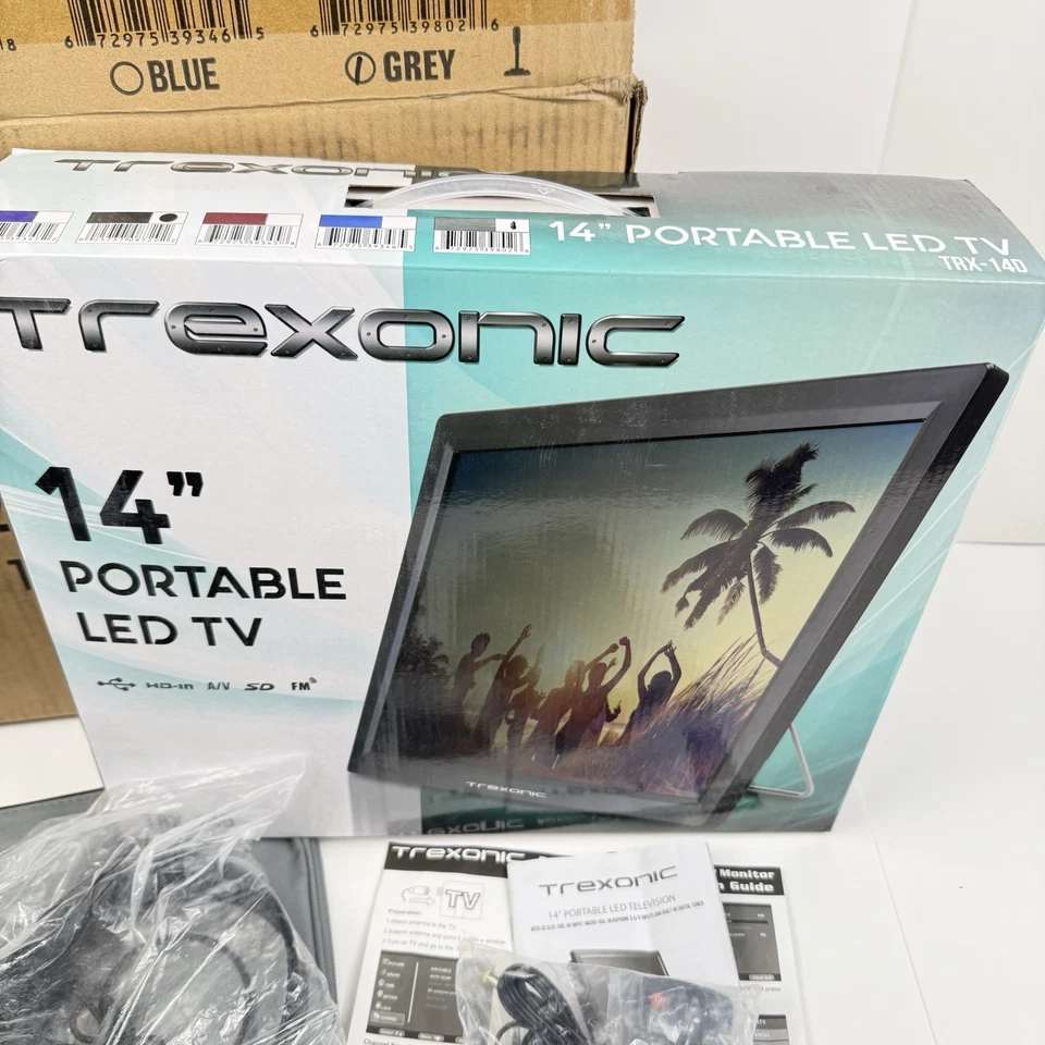 Trexonic Portable Rechargeable 14 Inch LED TV With HDMI Sd/mmc USB VGA AV Gray - Image 4 of 4