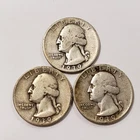 1939 P D S 25c Washington Silver Quarter 3 Coin Set - SKU-U1047