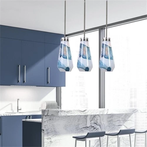 Uttermost Windswept 1-Light Coastal Steel and Glass Mini Pendant in Blue/White - Picture 9 of 9