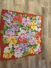 Vintage Olga Greco SILK  headscarf with a floral design Made In Italy