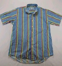Vintage Sears Roebuck Men's Medium Button Down Shirt Multicolor Stripe Cotton