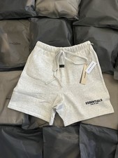 Essentials Fear of God Gray Cotton Sweat Shorts Men Drawstring Logo Pockets