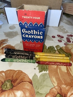 Vintage Gothic Crayons Colorful 24 Box - 8 Crayons Art Crayon Co Brooklyn NY