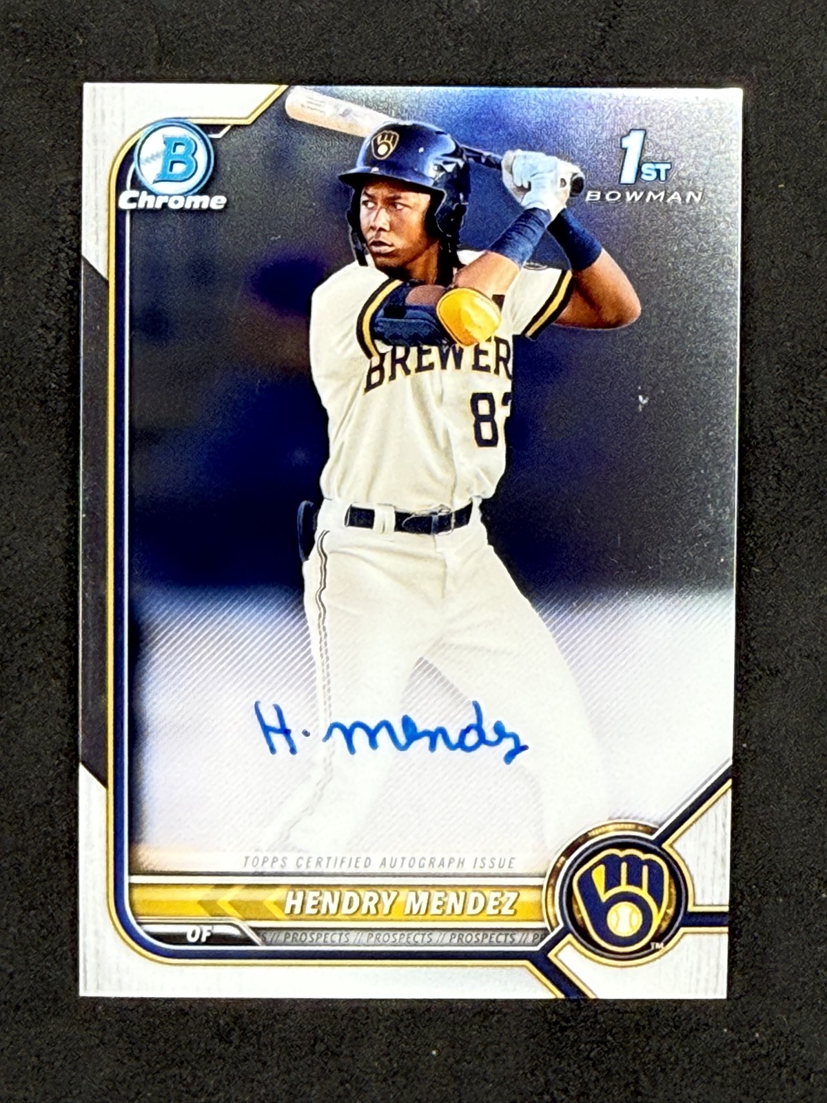 HENDRY MENDEZ 2022 Bowman Chrome Auto #CPA-HM Milwaukee Brewers