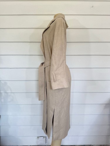 NWD ZARA Woman Manteco Beige Wool Blend W Belt Long Coat Size S 1470F *READ* - Picture 10 of 24