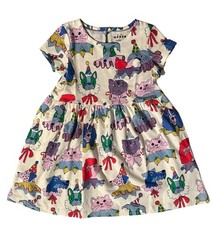  New Mini Boden Party Pets Cotton Jersey Dress Short Sleeve Girls Size 4-5
