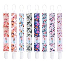 ALVABABY Pacifier Clips 8 Pack Floral Paci Clip Holder Leashes Fits Most Paci...