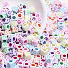 Loose Spacer Beads Square 200pcs 6mm Acrylic Beads Cross Pattern Beads