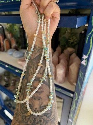 Amazonite and Citrine Authentic Confidence Tie On Permanent Waist Bead Set