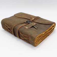 Handmade Leather Journal Diary Sketch Book 200 pages 8"x6" Deckle Edges Paper