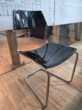 8x Mauser Freischwinger Stühle verchromtes Stahlrohr mit schwarzer Sitzschale