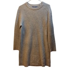 Polo Ralph Lauren Knit Sweater Dress Women M Gray Long Sleeve Wool Cashmere READ