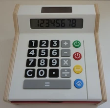 IKEA Duktig Wooden Cash Register Kids Toy Store Solar Calculator Pretend Play