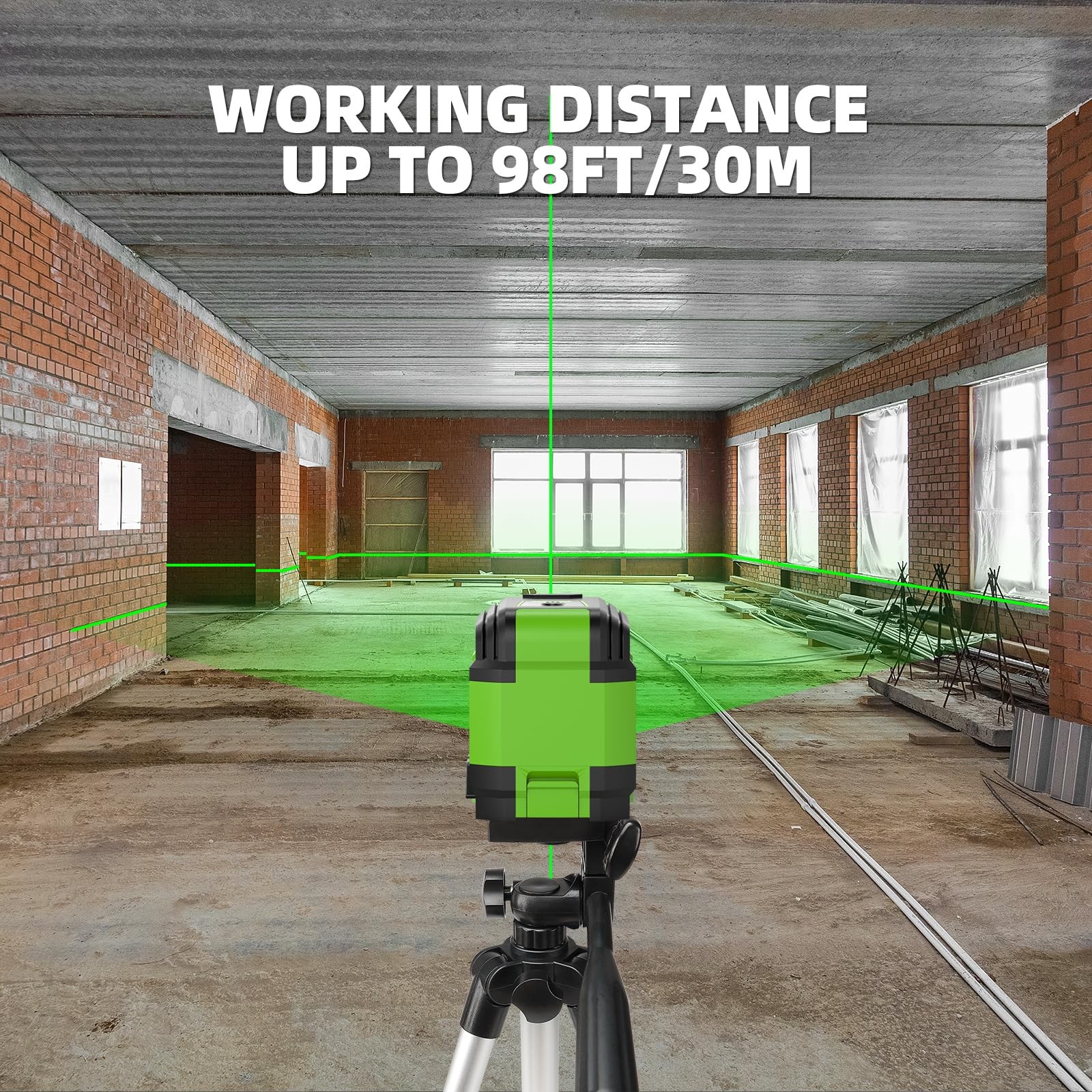 Laser Level with Tripod, 98Ft Self Leveling Laser Level Green Line Laser Cros...