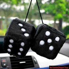 1 Pair Auto Black Fuzzy Dice Car Plush Hangin...