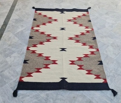 Antique Two Grey Hill Rug 3×5 Native American Indian Art Ganado Navajo Wool Rug