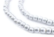 Silver Natural Wood Beads 6mm Round 16 Inch Strand