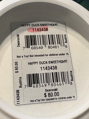 Swarovski Crystal 1143438 Lovlots Happy Duck Sweetheart In Box