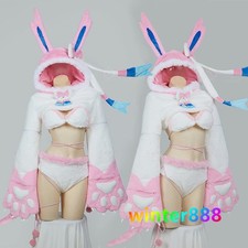 Anime Eevee Cosplay Costume Plush Coat Outfits Split-body Cartoon Clothing Suit