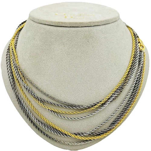 Collana vintage anni 70 80 CHRISTIAN DIOR 4 file placcata oro girocollo gioielli circa 91 cm.