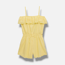Polo Ralph Lauren Kids Girl's Yellow Eyelet Trim Embroidered Romper Size 12