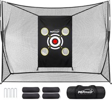 HEAVY DUTY 10x7FT GOLF PRACTICE NET W/QUIET 4 POCKET TARGET CLOTH SAND BAGS