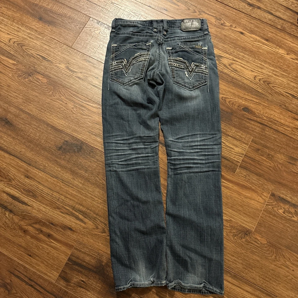 Pantalones de mezclilla para hombre Salvage Mayhem corte bota lavado oscuro, hebilla excl. Talla 29X32 Foto 2 de 3