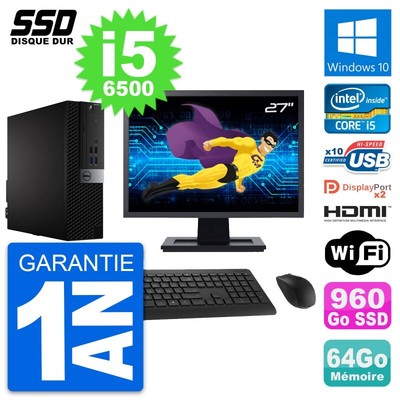 PC DELL 7040 SFF Bildschirm 27 '' Core i5-6500 RAM 64Go SSD 960Go HDMI Windows 10