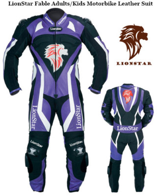 Purple Kids Leather Suit Lionstar Fable Kids Adults Motorbike