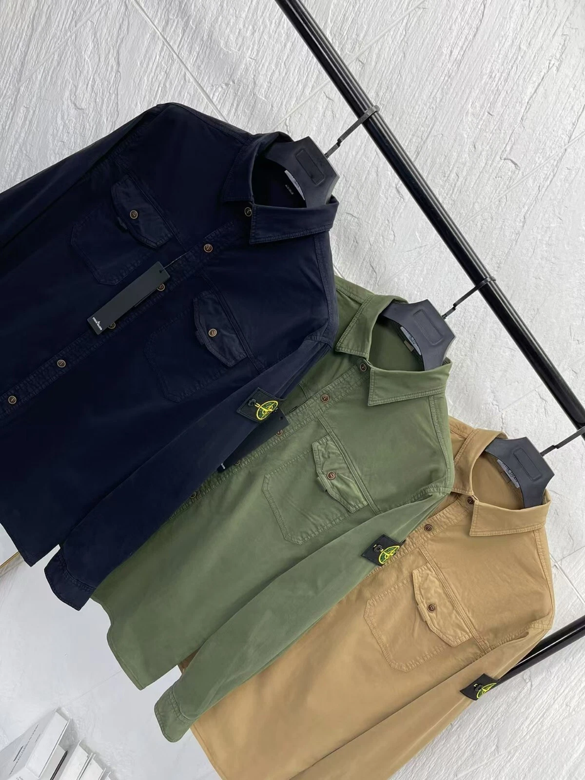Stone Island Vintage Cotton Shirt Jacket With Pockets Three Colors Stone Island Vintage Cotton Shirt Jacket With Pockets Three Colors