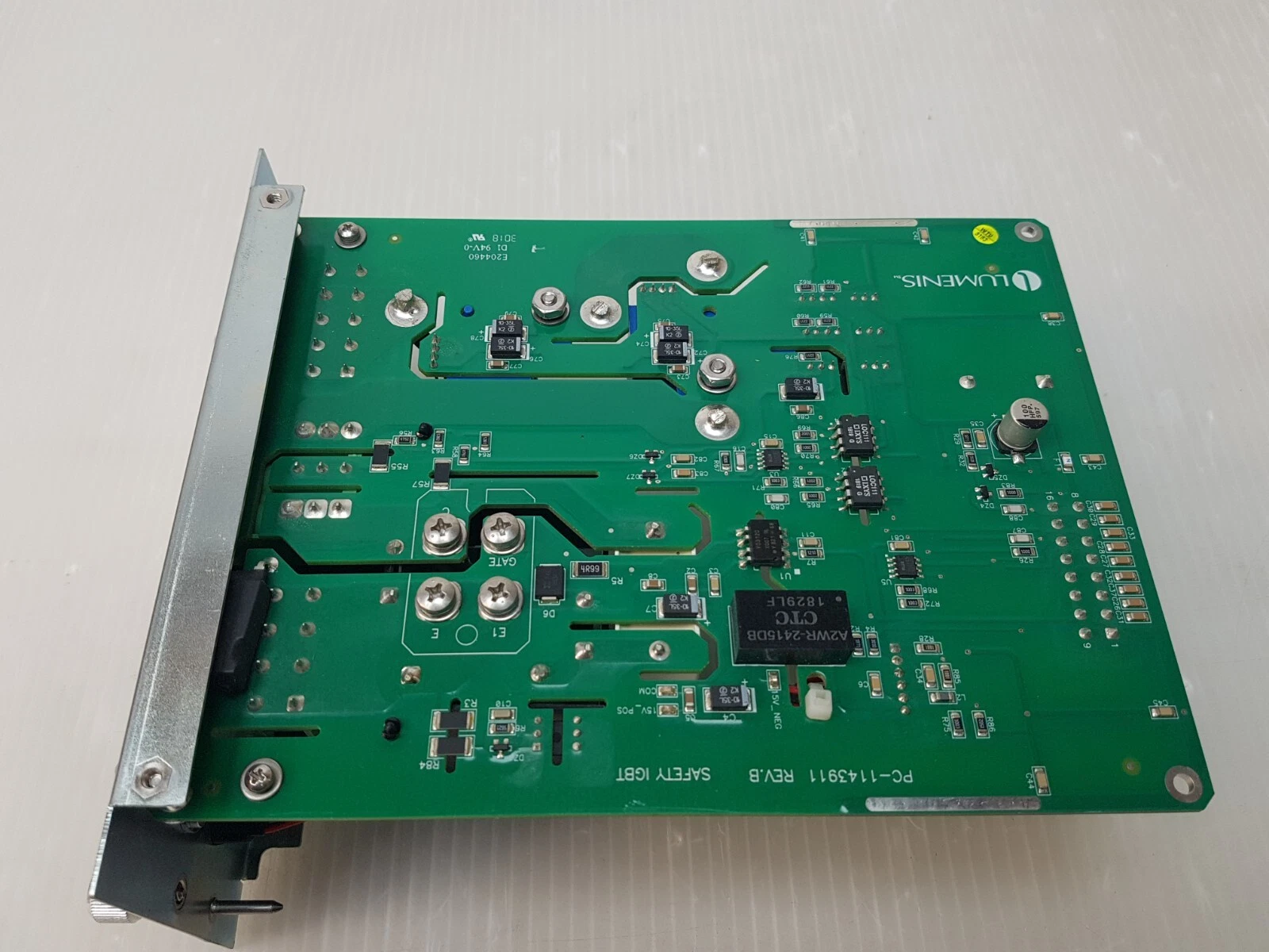 Underside of the Lumenis Safety IGBT board and front plate, angled view