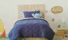 2 pc Pillowfort Vintage Wash Navy Blue Twin Comforter Sham Set NIP
