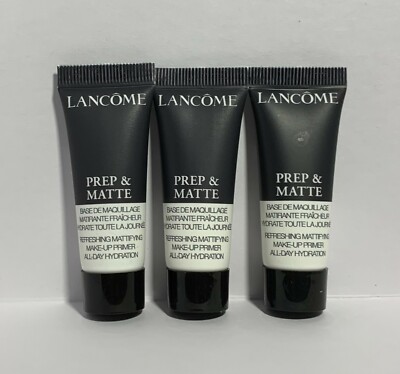 3 x Lancome Prep & Matte Refreshing Mattifying Make-Up Primer Hydration 10 ml Ea