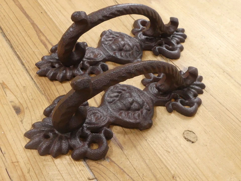 2 БОЛЬШИЕ РУЧКИ ДЕРЕВЕНСКИЕ ЧУГУННЫЕ ДВЕРНЫЕ РУЧКИ САРАЯ ВОРОТА ТЯНУТ ПРИЧУДЛИВЫЕ 8 1/2» - Изображение 3 из 4