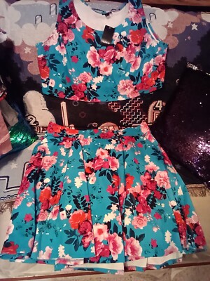 two piece skater dress Fake Two-Piece Chiffon Knit Skater Dress in Black