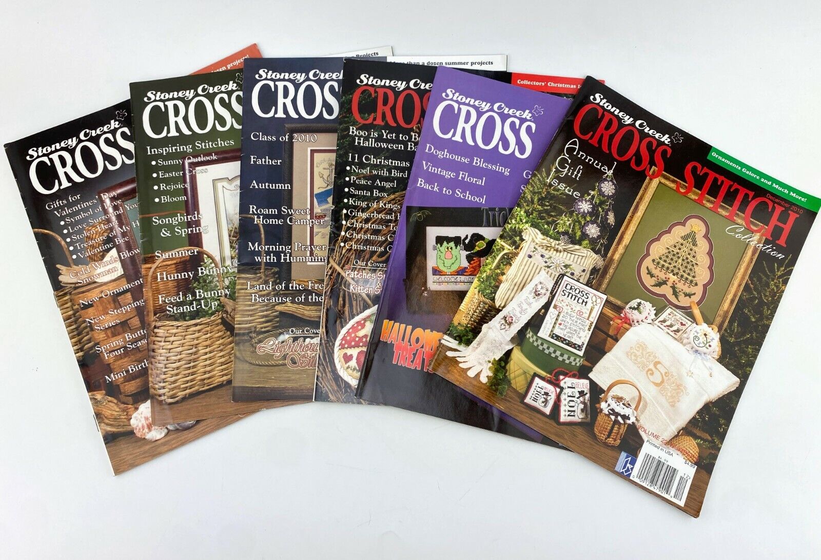 Lot of 6 Issues Stoney Creek Cross Stitch Complete Year 2010 Magazines 