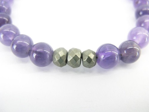 Amethyst Pyrite Halskette, echte Natursteine Heilsteine Edelsteine, Modeschmuck - Bild 6 von 10