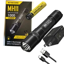 Combo: Nitecore MH11  USB-C RECHARGEABLE FLASHLIGHT -1000 Lumen,QC3 3Amp Adapter