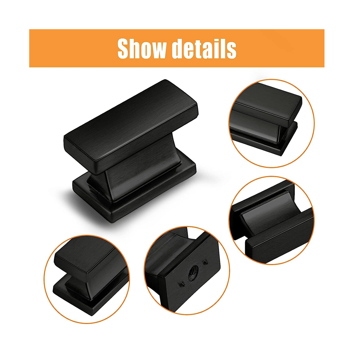 10 Pack Square Black Knobs Drawer Dresser Knobs Handles