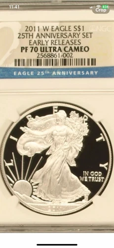 2011 W $1 Silver Eagle 25TH Anniversary Set NGC PF 70 UC Early Releases Blue Lab