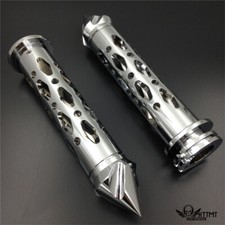 CNC Made Chrome 7/8 22mm Spike Bar Ends Grips...