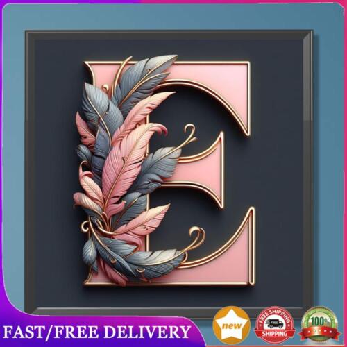 5D DIY Full Round Drill Diamond Painting Feather Letter E Decor Craft 30x30cm AU - Picture 1 of 11