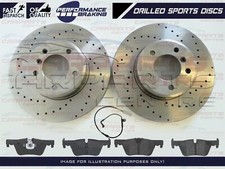 FOR BMW 4 SERIES 420d 420i REAR DRILLED BRAKE DISCS PADS SENSOR 300mm