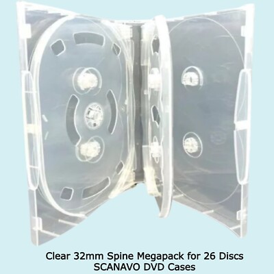 26 Wege Clear Megapack DVD 32mm 26 Discs Neu Leer Ersatz Scanavo Hüllen Posten