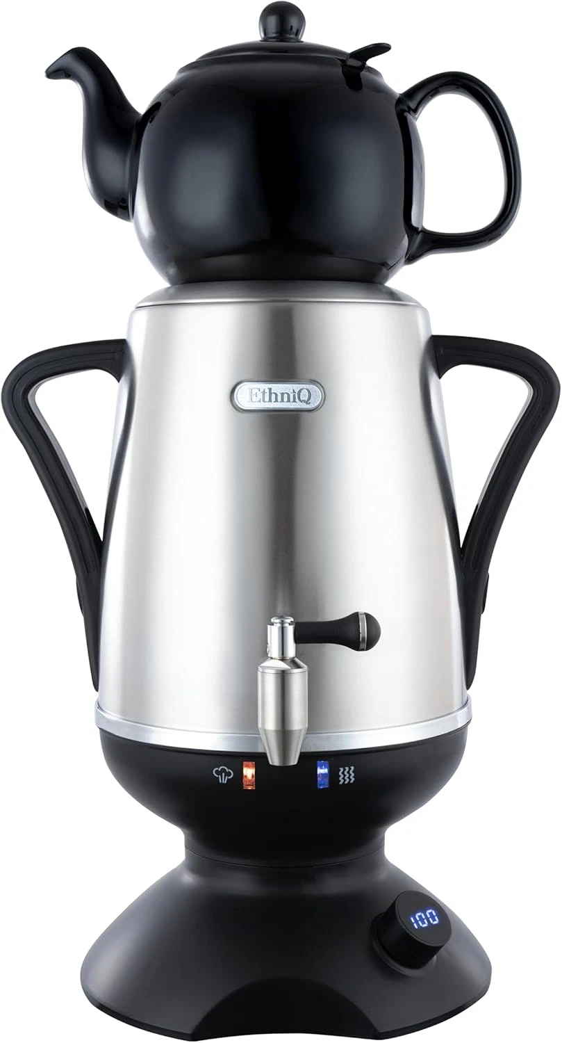 4L Electric Samovar with Porcelain Teapot - Adjustable Temp & Auto Shut-Off