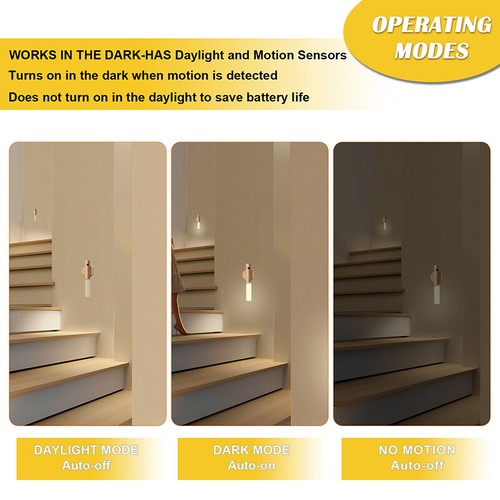 Rechargeable LED Night Light Motion Sensor Wall Lamp Magnetic Bedroom Cabinet - Picture 10 of 17