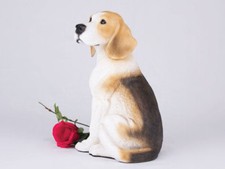 Large 109 Cubic Ins Black, White  Brown Beagle Resin Urn for Cremation Ashes