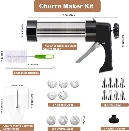Churro Maker Machine, 3-in-1 Churro Spritz Cookie Press Gun Set - Picture 2 of 5
