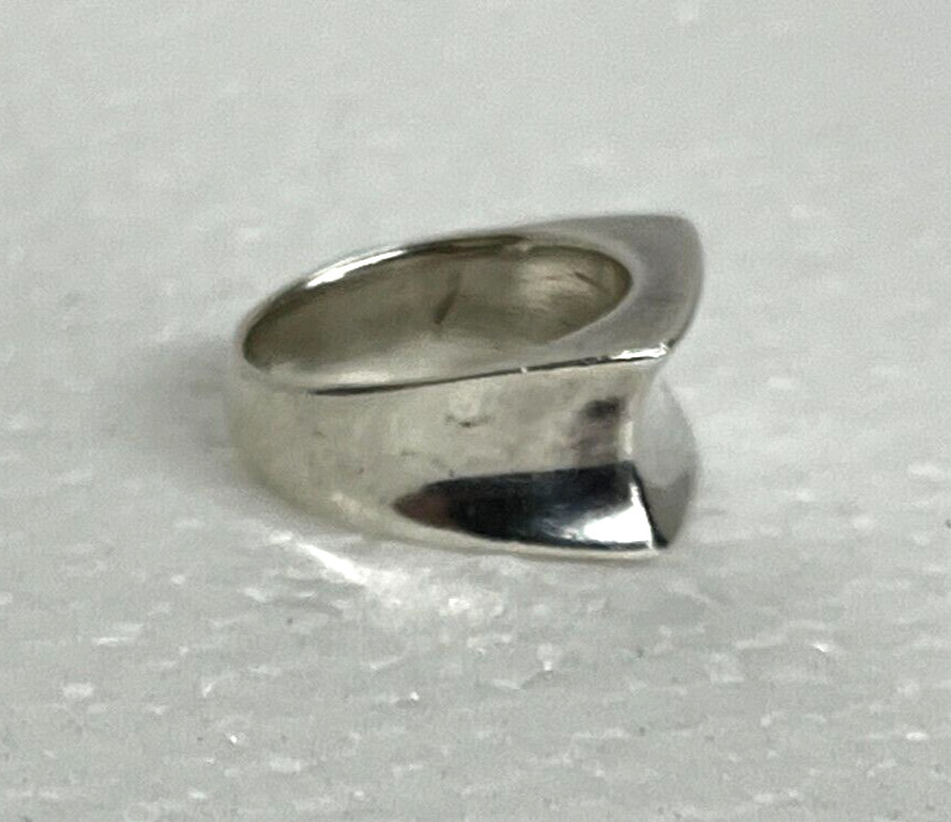 CONCAVE heavy solid Sterling Silver WIDE BAND RIN… - image 4