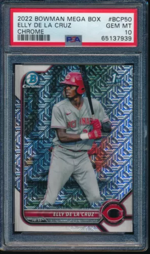 PSA 10 ELLY DE LA CRUZ 2022 Bowman Chrome MEGA BOX Mojo Refractor RC GEM MINT